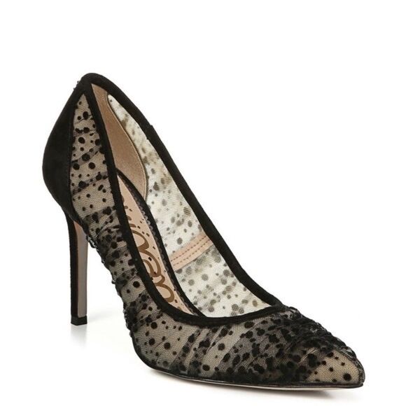 Sam Edelman Hazel Flocked Tulle Polka Dot Heels Sz 7 - Picture 1 of 7